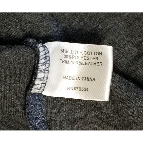 ORVIS Blue Pullover Knit Sweater Tan Leather Trim Elbow Patches Sz XL 1/4 Zip - Picture 8 of 9